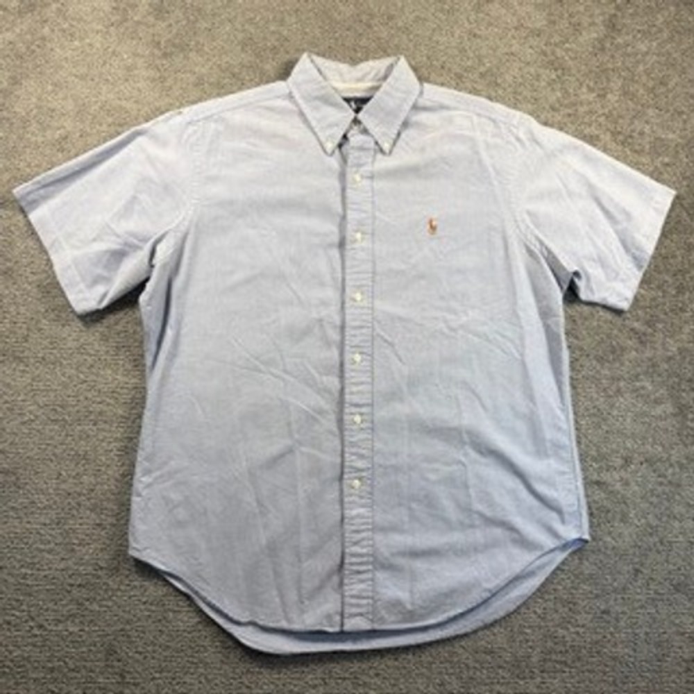 Ralph Lauren Mens Classic Fit Oxford Shirt Blue Short Sleeve Button Down Large